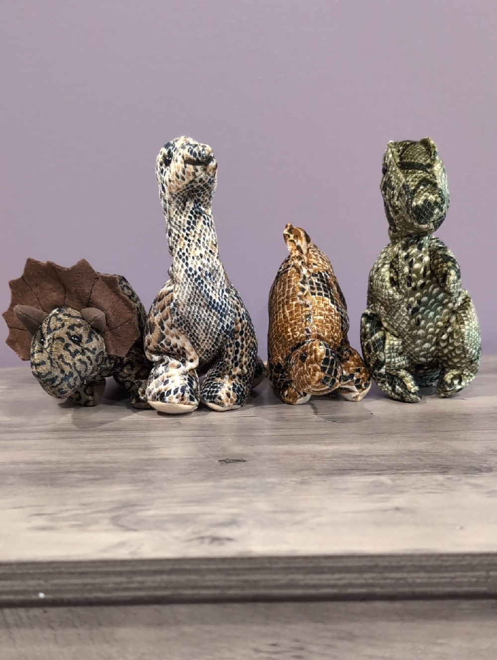 Set of 4 Plush Dinosaurs - Neutral Snake-Print